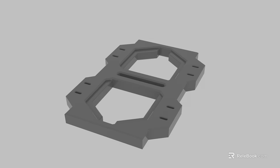 Gray 3D Model Mechanical Component with Symmetrical Design and Multiple Holes for Industrial Applications 3d model 