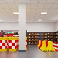Indoor Traffic Safety Storage With Red White Cones Yellow Red Barriers And Shelves