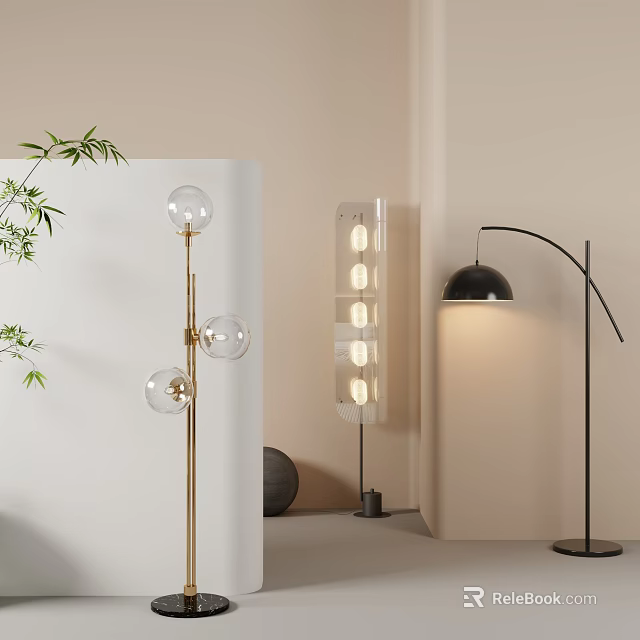 Modern Floor Lamps In Stylish Interior Setting 3d model