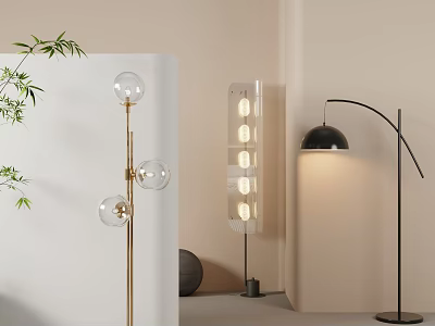 Modern Floor Lamps In Stylish Interior Setting 3d model