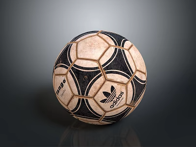 Sports Equipment Featuring Adidas Vintage Worn Soccer Ball With Hexagonal Pattern 3d model