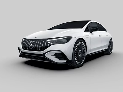 White Mercedes Benz Luxury Sedan With Sleek Exterior And Black Alloy Wheels 3d model