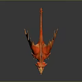 Game and Movie Character Red Orange Dragon With Floral Head Decoration And Flame Like Wings