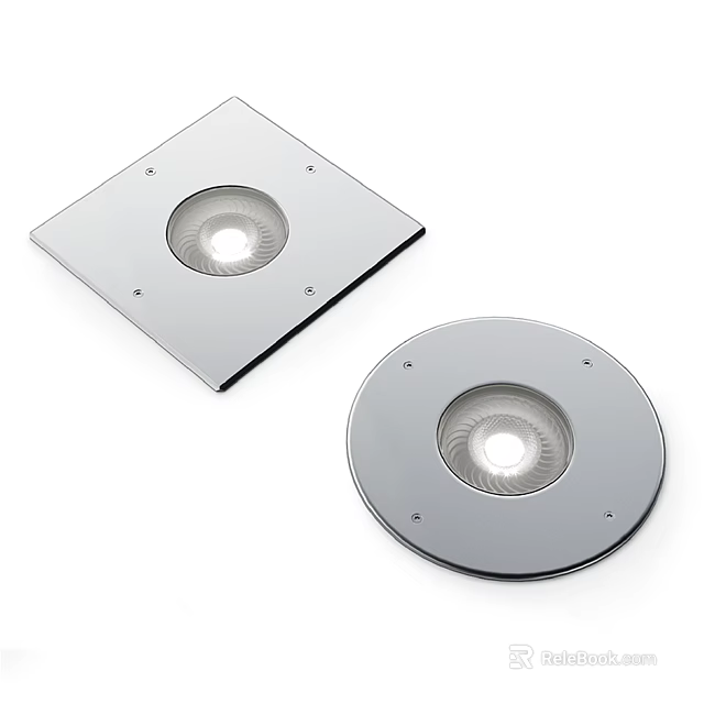 Modern Recessed Lighting Fixtures With Square And Round Metal Bases For Ceiling Installation 3d model 
