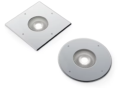 Modern Recessed Lighting Fixtures With Square And Round Metal Bases For Ceiling Installation 3d model