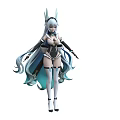 Anime Style Woman With White Long Hair Blue Tips Horn Accessories And Black White Outfit