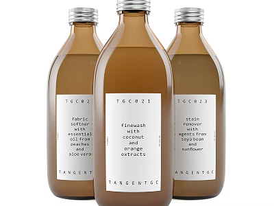Bathroom Accessories Hand Wash Body Lotion Face Wash In Brown Glass Bottles With Minimalist Labels 3d model