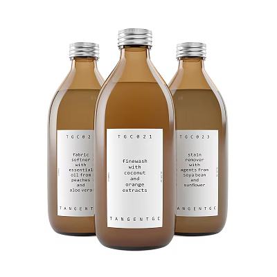 Bathroom Accessories Hand Wash Body Lotion Face Wash In Brown Glass Bottles With Minimalist Labels 3d model