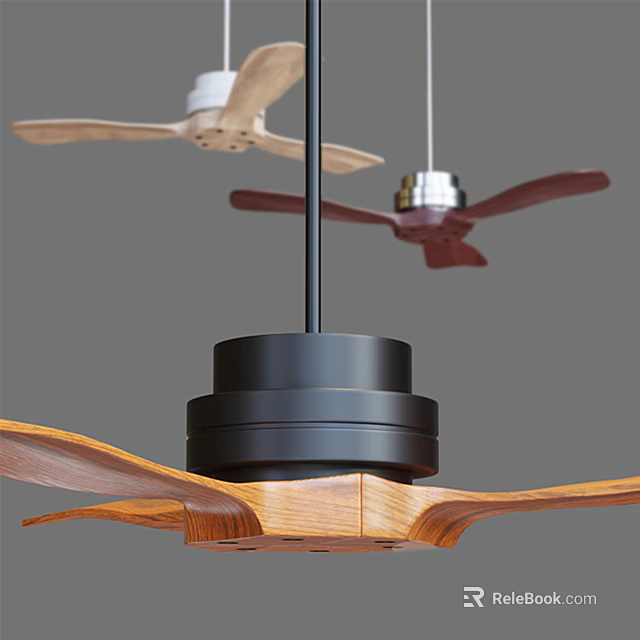 Modern Air Conditioner Fan With Wooden Blades And Metal Base Design 3d model 