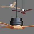 Modern Air Conditioner Fan With Wooden Blades And Metal Base Design