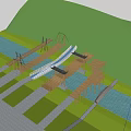 Scenic Landscape Bridge With Wooden Walkways And Lush Green Surroundings