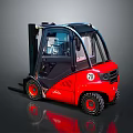 Linde Red Forklift Truck With Cab Number 20 And Industrial Design