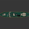 Detailed 3D Model of Cargo Ship With Black Green Hull Red Bottom and Deck Cabin