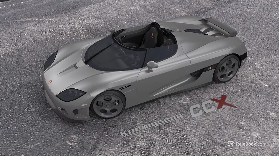 Koenigsegg CCX Silver Gray Convertible Sports Car With Sleek Design And Black Seats 3d model 