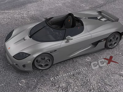 Koenigsegg CCX Silver Gray Convertible Sports Car With Sleek Design And Black Seats 3d model