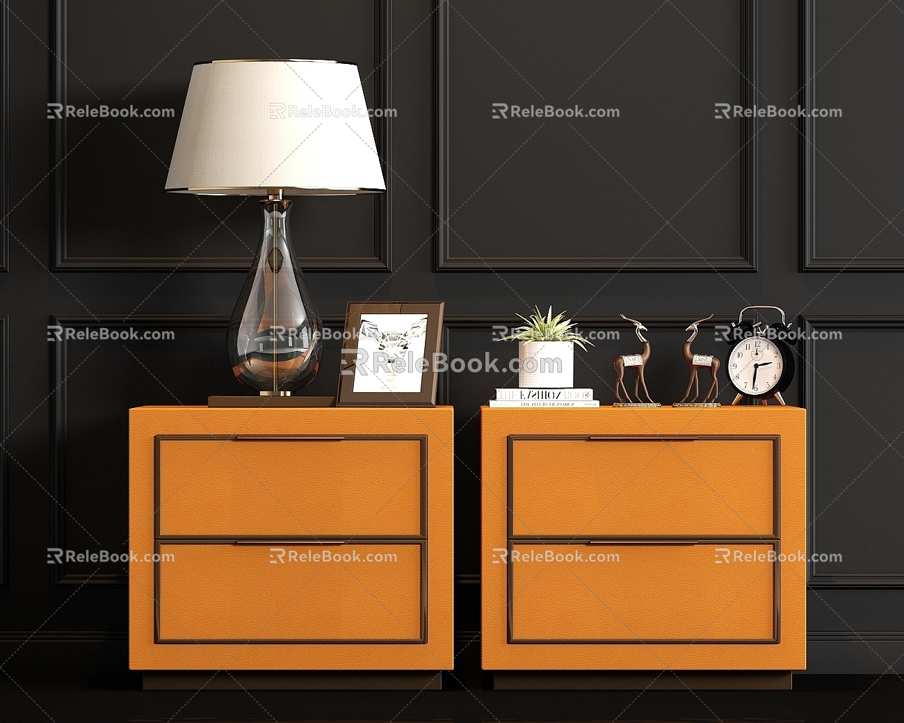 New Chinese bedside table combination 3d model