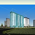 Modern residential area high-rise residential people view 3d model