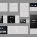 Various Smart Switch Panels With Digital Display Time And Touch Control Design Features 3d model