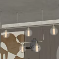 Modern Chandelier Featuring Five Spherical Glass Bulbs In Stylish Interior Space 3d model