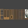 Chinese Style Room Dividers Featuring Lattice Designs And Circular Decor Elements 3d model