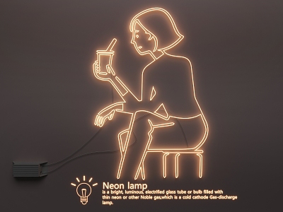 Neon glow word LED lamp 3d model