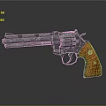 Classic Revolver Weapon With Metal Barrel And Wooden Grip Design