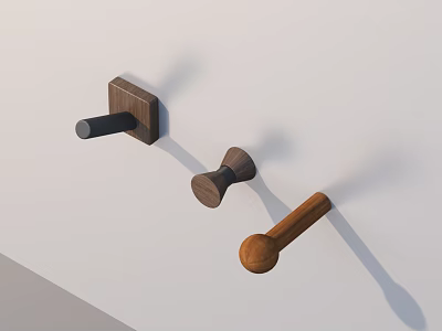 Wooden Wall Mounted Hooks for Home Organization and Decorative Use 3d model