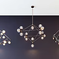 Post-modern chandelier stylish simple metal chandelier combination 3d model