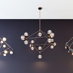 Post-modern chandelier stylish simple metal chandelier combination 3d model