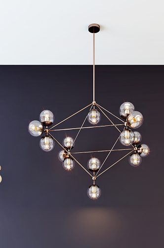 Post-modern chandelier stylish simple metal chandelier combination 3d model