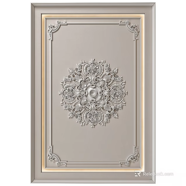 Classic Decorative Component With Intricate Carved Relief Pattern And Edge Ornaments 3d model