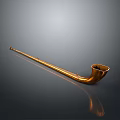 Vintage Antique Smoking Pipe With Long Handle And Classic Brass Design
