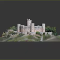 Ancient Castle Architectural Model Featuring Circular Structure Tower Stone Walls And Surrounding Trees 3d model