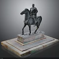 Knight Riding Horse Bronze Statue With Intricate Details On Stone Pedestal