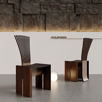 Modern Log Middle Ancient Dining Chair 3d model