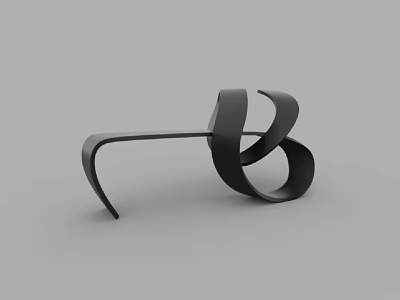 Modern Black Outdoor Chair With Curved Abstract Design For Outdoor Spaces 3d model