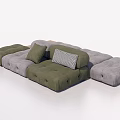 Gray and Green Modular Sectional Sofa With Plaid Cushions and Soft Upholstery