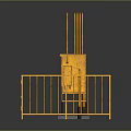 Yellow Industrial Safety Equipment With Enclosure Fence And Warning Signs