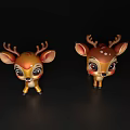Cute Golden Brown Deer Dolls With Antlers On Black Background
