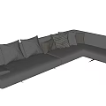 Modern Gray L Shaped Sectional Sofa with Soft Pillows and Upholstered Design 3d model