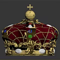 Exquisite Gold Crown Jewelry With Red Enamel And Colorful Gemstones Featuring Cross Top Design