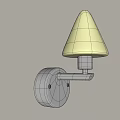 Modern Wall Light With Yellow Cone Shaped Glass Shade And Silver Metal Base