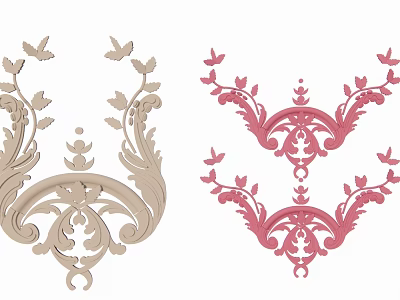 Ornate Decorative Pendant Design With Beige And Pink Colors Featuring Intricate Patterns Leaves And Butterflies 3d model
