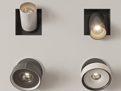Modern Design Different Styles Downlights And Spotlights Embedded Surface Mounted Black White Illuminated Fixtures 3d model