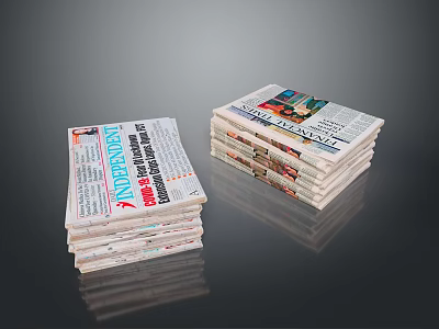 Stacks of Newspapers With International News Headlines And Colorful 3d model