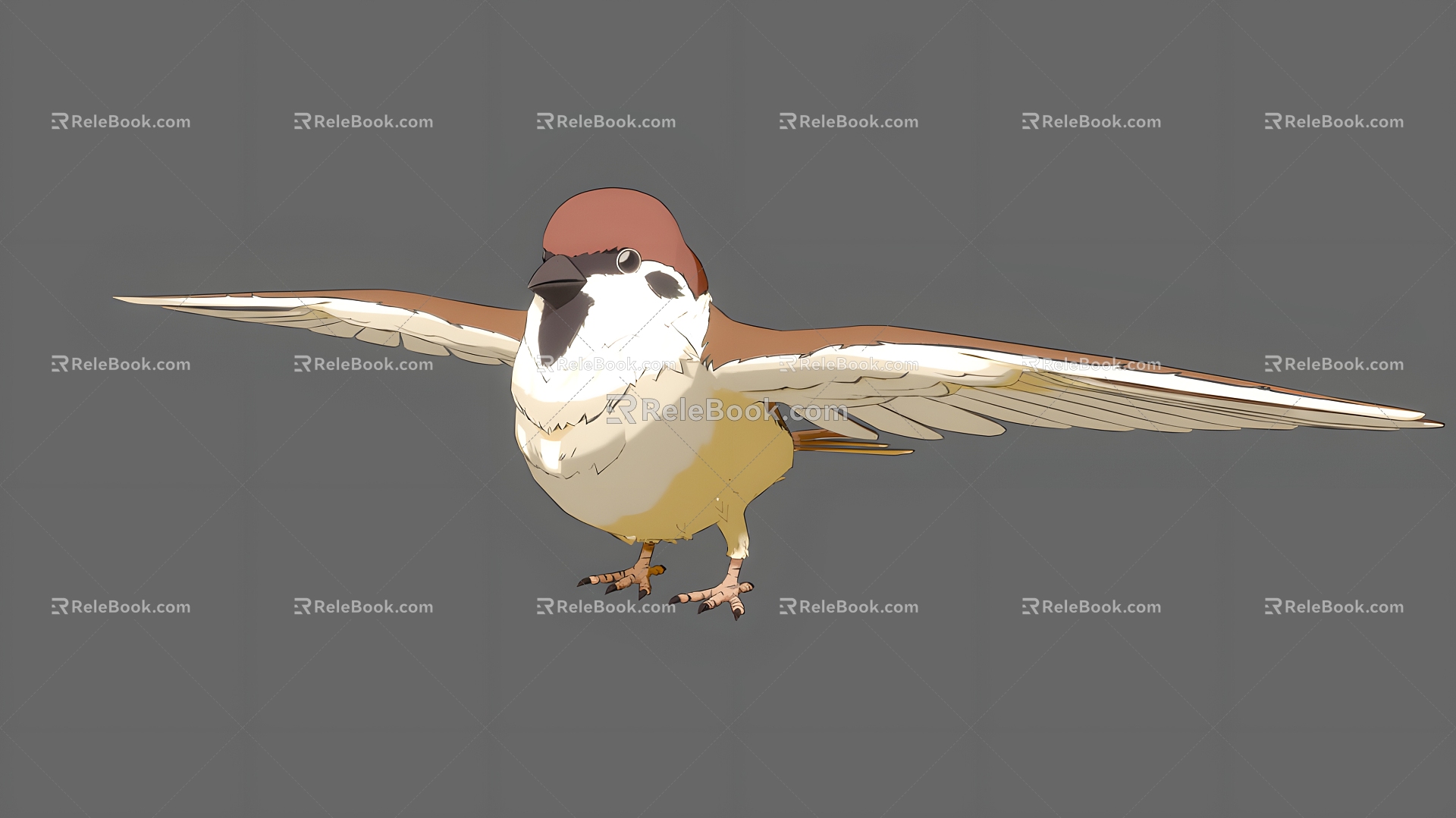 Cartoon Sparrow Cartoon Animated Animal Flying Animal Sparrow Wings 3d model