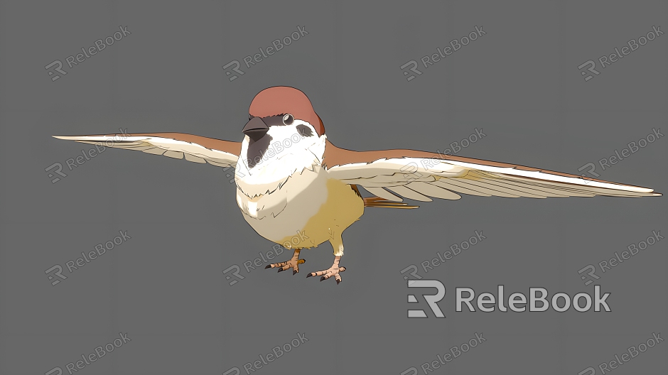 Cartoon Sparrow Cartoon Animated Animal Flying Animal Sparrow Wings model