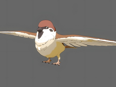 Cartoon Sparrow Cartoon Animated Animal Flying Animal Sparrow Wings model