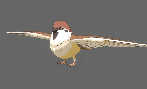 Cartoon Sparrow Cartoon Animated Animal Flying Animal Sparrow Wings 3d model