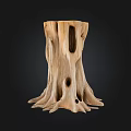 Natural Wooden Tree Stump Decorative Piece With Intricate Root Structure And Rustic Appeal